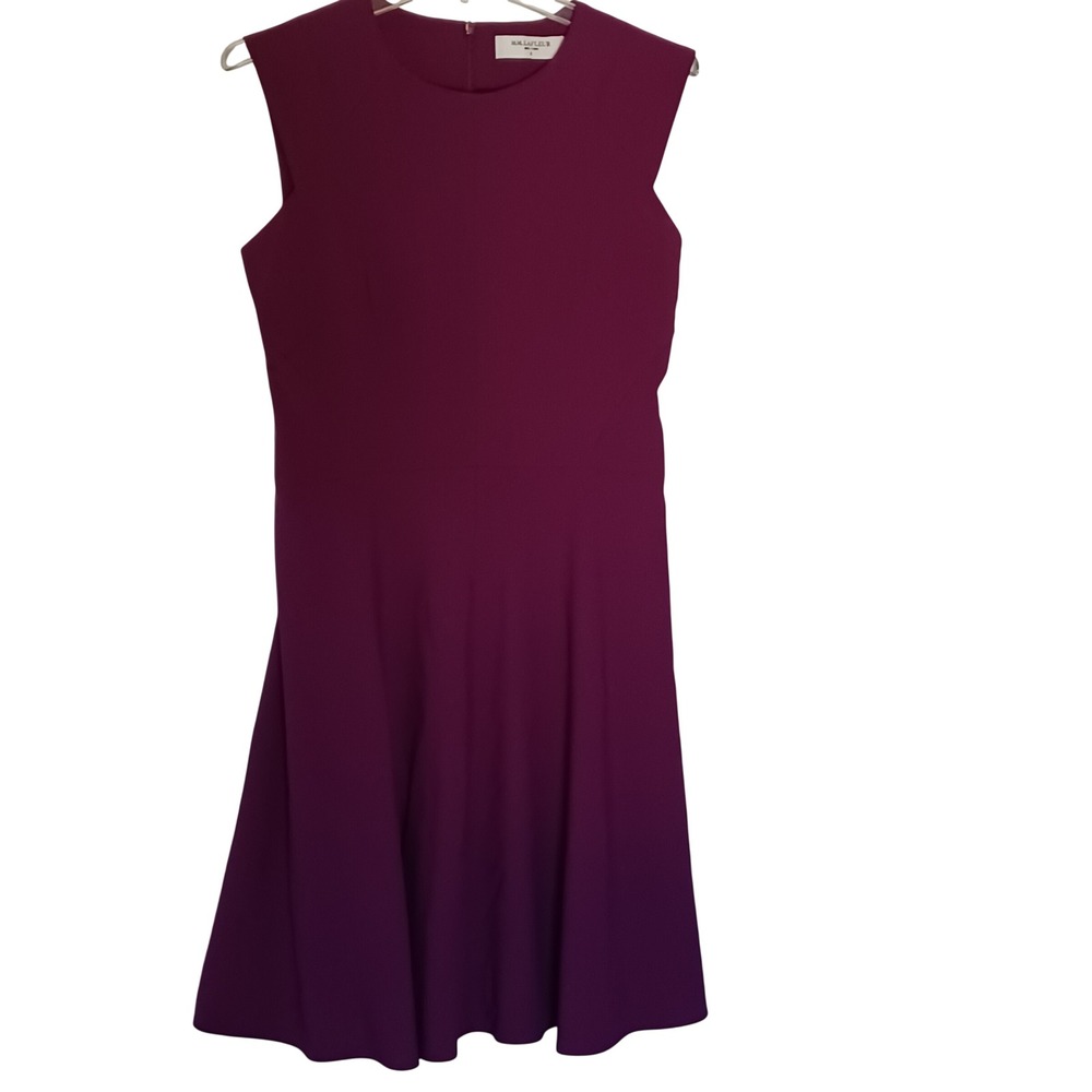 MM.LaFleur Etsuko Dress Plum Purple Wool Blend Cap Sleeve Fit Flare Size 8